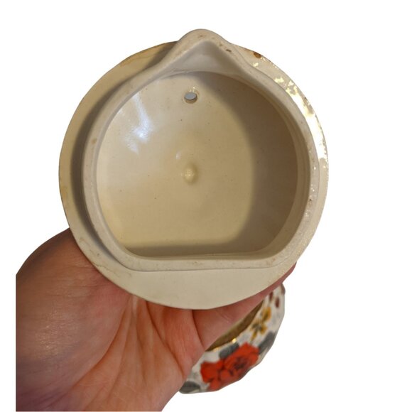 Vintage Sadler England Swirl Teapot White w Red Rose Classic Decor Kitchen - Picture 6 of 10